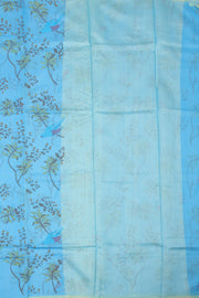 Blue Chanderi Printed Silk Cotton Saree 10075927