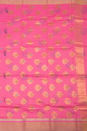 Pink Chanderi Printed Silk Cotton Saree 10075933