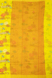 Yellow Chanderi Printed Silk Cotton Saree 10075935