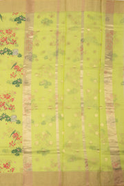 Green Chanderi Printed Silk Cotton Saree 10075936