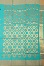 Blue Chanderi Printed Silk Cotton Saree 10075937