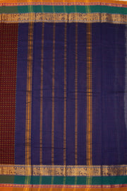 Maroon Handloom Chettinad Cotton Saree Without Blouse 10075064