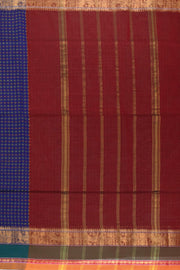 Blue Handloom Chettinad Cotton Saree Without Blouse 10075066