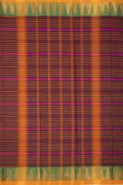 Brown Handloom Chettinad Cotton Saree 10075079