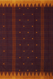 Brown Handloom Chettinad Cotton Saree Without Blouse 10075129