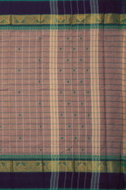 Brown Handloom Chettinad Cotton Saree Without Blouse 10075136