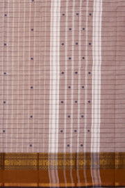 Brown Handloom Chettinad Cotton Saree Without Blouse 10075137
