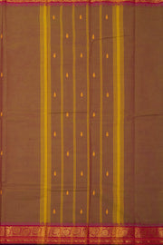 Brown Handloom Chettinad Cotton Saree Without Blouse 10075149