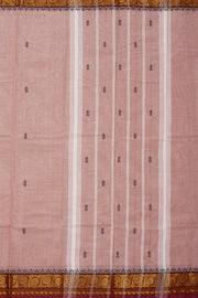 Beige Handloom Chettinad Cotton Saree Without Blouse 10075150