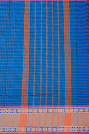 Blue Handloom Chettinad Cotton Saree Without Blouse 10075154