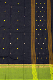 Black Handloom Chettinad Cotton Saree Without Blouse 10075157