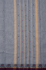 Grey Handloom Chettinad Cotton Saree Without Blouse 10075161