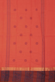 Peach Handloom Chettinad Cotton Saree Without Blouse 10075167