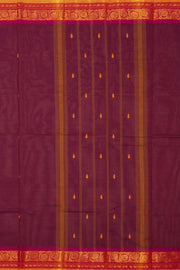 Maroon Handloom Chettinad Cotton Saree Without Blouse 10075177