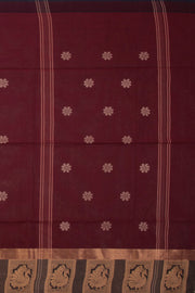 Maroon Handloom Chettinad Cotton Saree Without Blouse 10075178