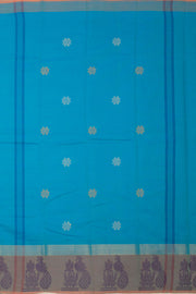 Blue Handloom Chettinad Cotton Saree Without Blouse 10075179