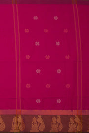 Pink Handloom Chettinad Cotton Saree Without Blouse 10075180