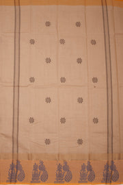 Beige Handloom Chettinad Cotton Saree Without Blouse 10075181