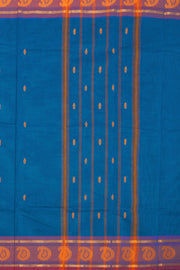 Blue Handloom Chettinad Cotton Saree Without Blouse 10075183