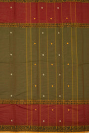 Brown Handloom Chettinad Cotton Saree Without Blouse 10075189