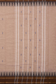 Brown Handloom Chettinad Cotton Saree Without Blouse 10075190