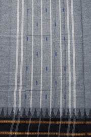 Grey Handloom Chettinad Cotton Saree Without Blouse 10075191