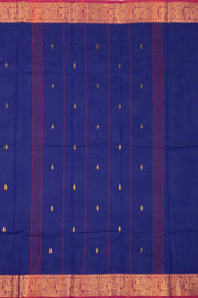 Blue Handloom Chettinad Cotton Saree Without Blouse 10075194