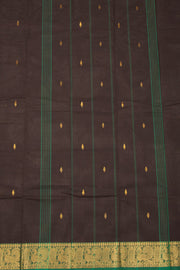 Brown Handloom Chettinad Cotton Saree Without Blouse 10075195