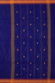 Blue Handloom Chettinad Cotton Saree Without Blouse 10075198