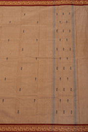 Beige Handloom Chettinad Cotton Saree Without Blouse 10075200