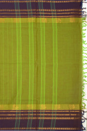 Green Handloom Chettinad Cotton Saree With Stripes 10075819
