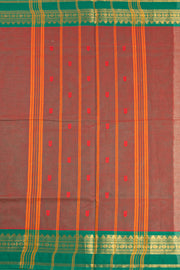 Rosewood Maroon Handloom Chettinad Cotton Saree With Temple Border 10075834