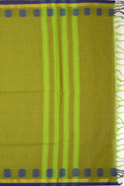 Green Handloom Chettinad Cotton Saree With Stripes And Floral Border 10075838