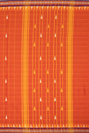 Firelight Amber Orange Handloom Chettinad Cotton Saree With Checks And Temple Border 10075854