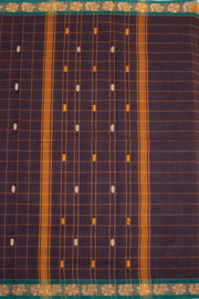 Dark Raisin Brown Handloom Chettinad Cotton Saree  Brown With Checks Design 10075856