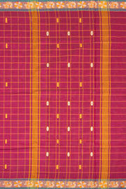 Raspberry Crush Magenta Handloom Chettinad Cotton Saree With Checks Design 10075857