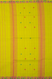 Green Handloom Chettinad Cotton Saree With Stripes And Paisley Border 10075860