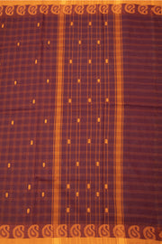 Brown Handloom Chettinad Cotton Saree 10075871