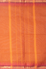 Brown Handloom Chettinad Cotton Saree With Temple Border 10075876