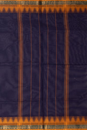 Blue Handloom Chettinad Cotton Saree With Temple Border 10075877