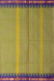Green Handloom Chettinad Cotton Saree With Temple Border 10075878
