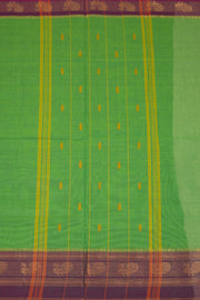 Bamboo Green Chettinad Cotton Saree with Peacock Zari Border 10075913
