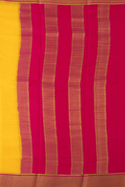 Yellow Mysore Crepe Silk Saree With Pink Border 10043564 