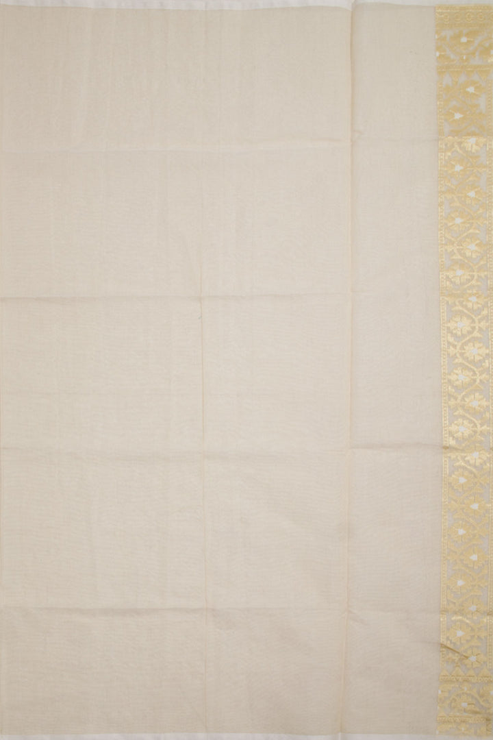 Cream Handloom Banarasi Cotton Saree 10061301