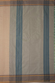 Beige Art Silk Kanjivram Saree With Checks Design 10076307