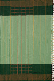 Green Art Silk Kanjivaram Saree With Stripes Design 10076349