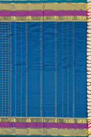 Blue Art Silk Kanjivaram Saree With Checks Design 10076352