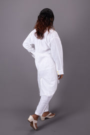 White Handcrafted Cotton Co-ord Set 10071216