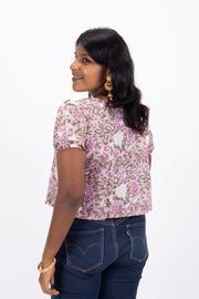 Purple Hand Block Printed Cotton Crop 10074293
