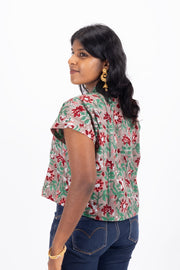 Multicolor Hand Block Printed Cotton Crop Top 10074299